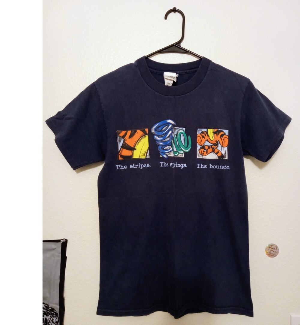 Vintage 90s Disney The Tigger Double Sided Tee Navy Winnie The Pooh USA SZ S